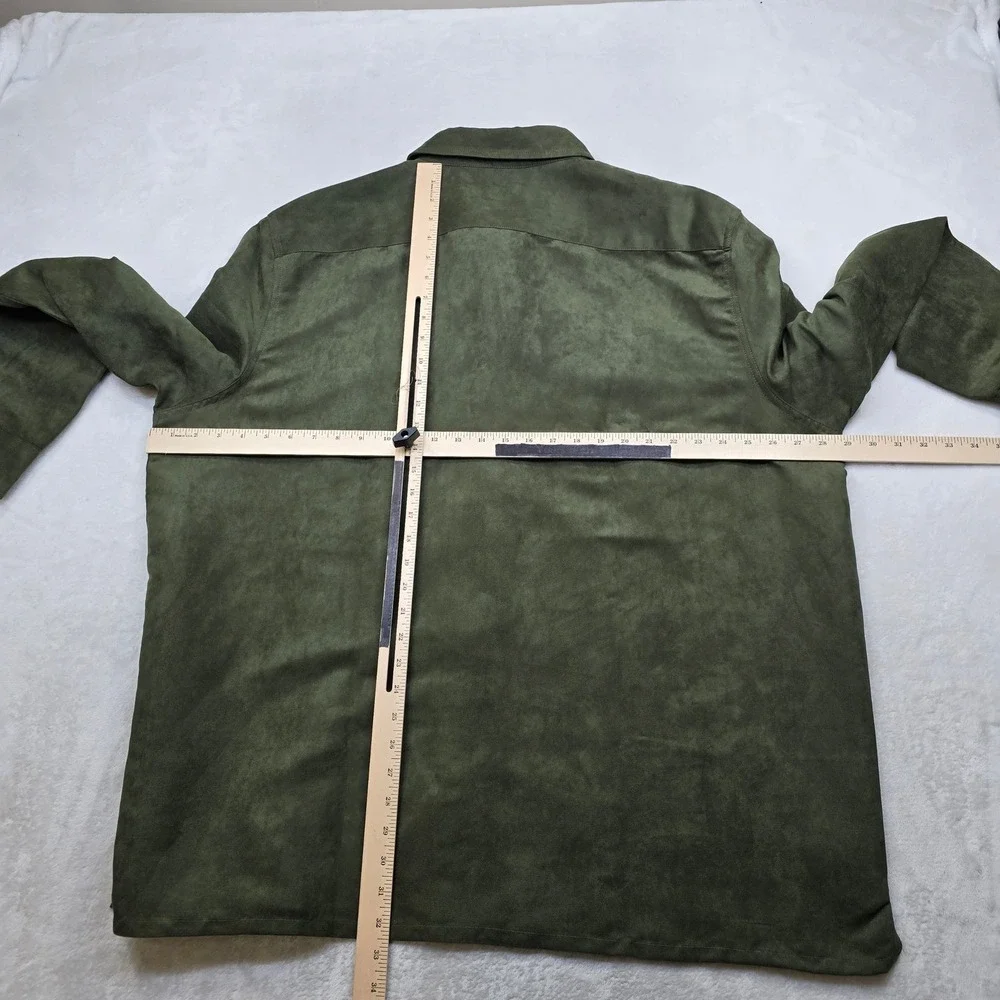 Banana Republic Faux Suede Shirt Men's 2XL Olive Green Long Sleeve‎ Relaxed Fit